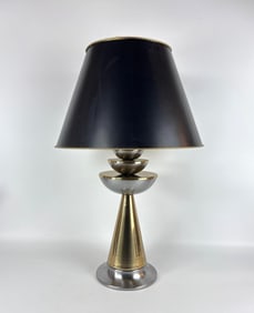 LAUREL STYLE MID-CENTURY MODERN STACKED METAL TABLE LAMP SPACE AGE DESIGN