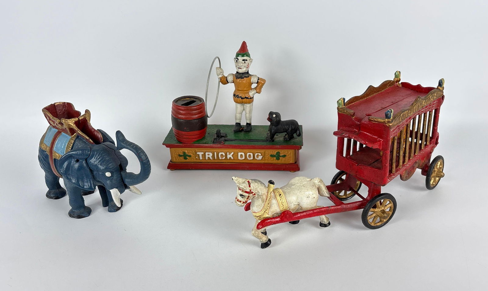 VINTAGE CAST IRON CIRCUS FIGURES MECHANICAL BANKS LOT (1 of 11)