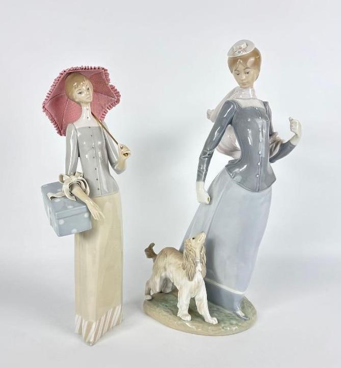 PAIR OF LLADRO SPAIN PORCELAIN FIGURES INCL "LADY WITH SHAWL" & "THE DRESSMAKER" (1 of 9)
