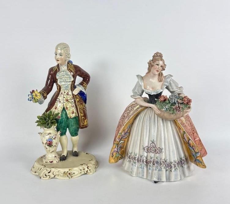TWO VICTORIAN ERA PORCELAIN FIGURES INCL BERTOLOTTI MILANO STYLE ITALIAN WOMAN W/BASKET (1 of 10)