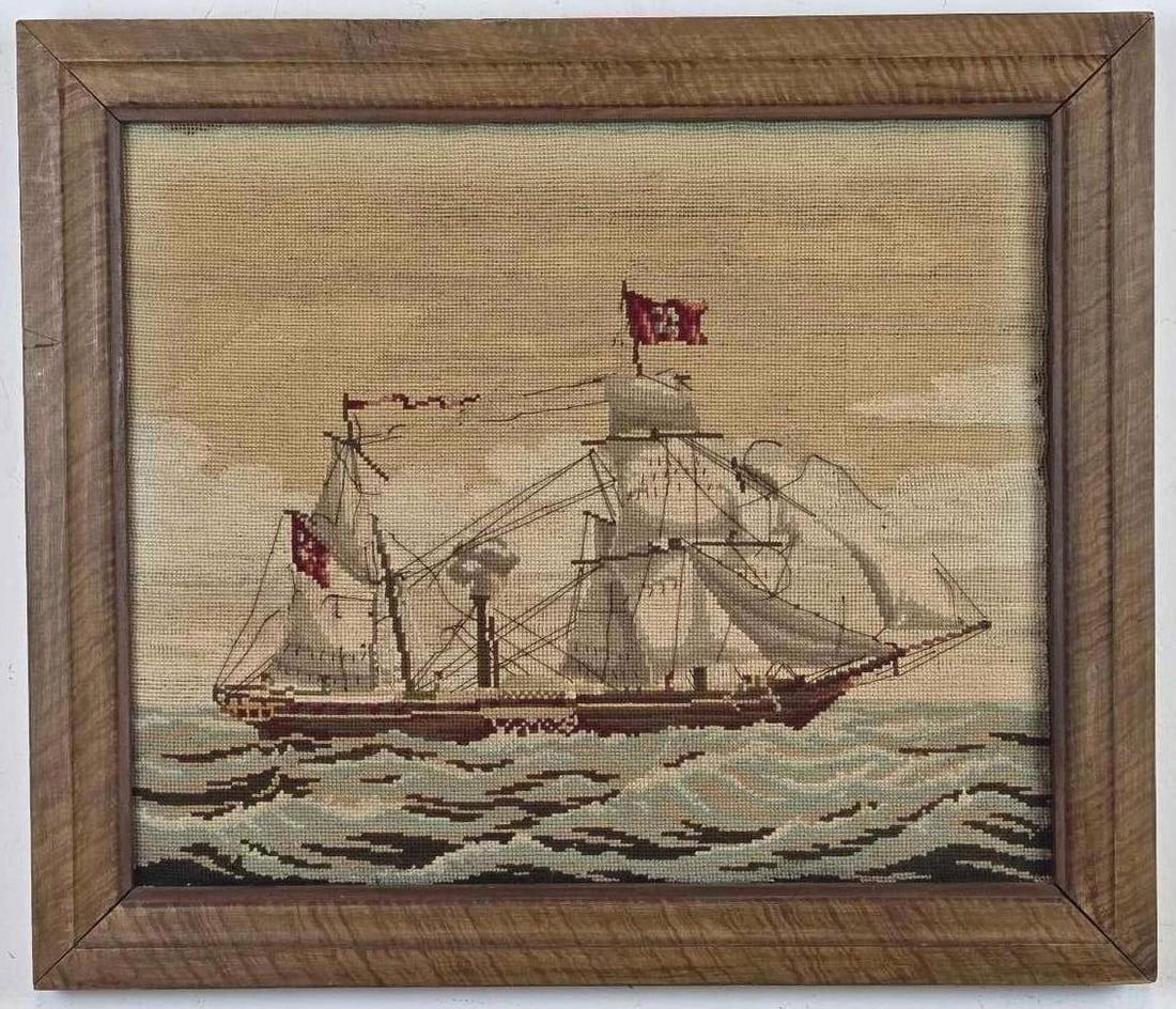 ANTIQUE BRITISH WOOLWORK "WOOLIE"  STEAM AND SAIL POWERED VESSEL (12) (1930's-1940's) (1 of 15)