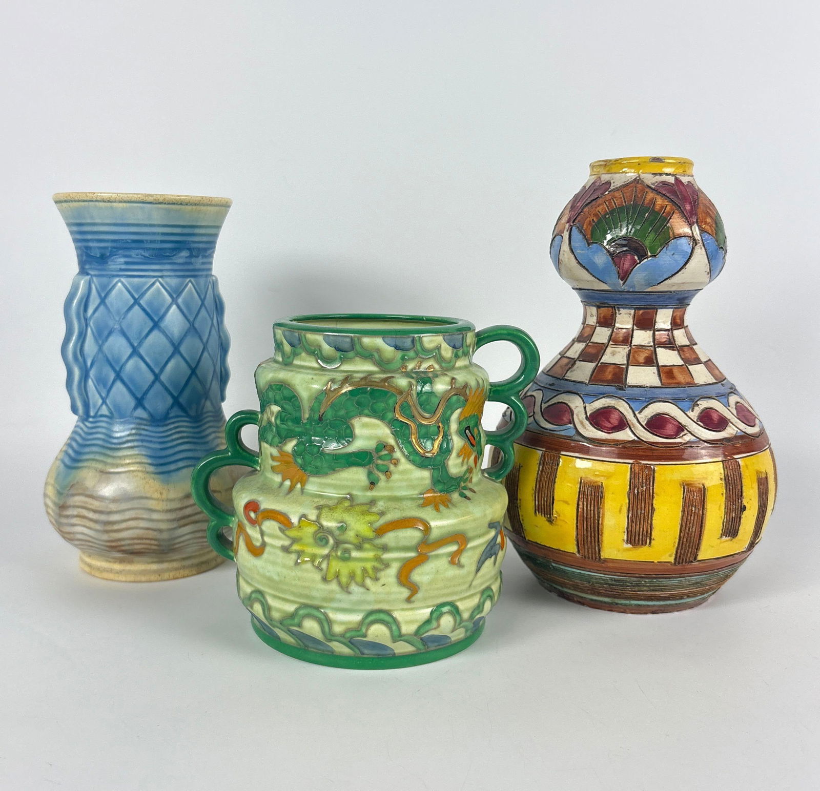 VINTAGE MAJOLICA POTTERY LOT INCL CHARLOTTE RHEAD FOR CROWN DUCAL (1 of 7)