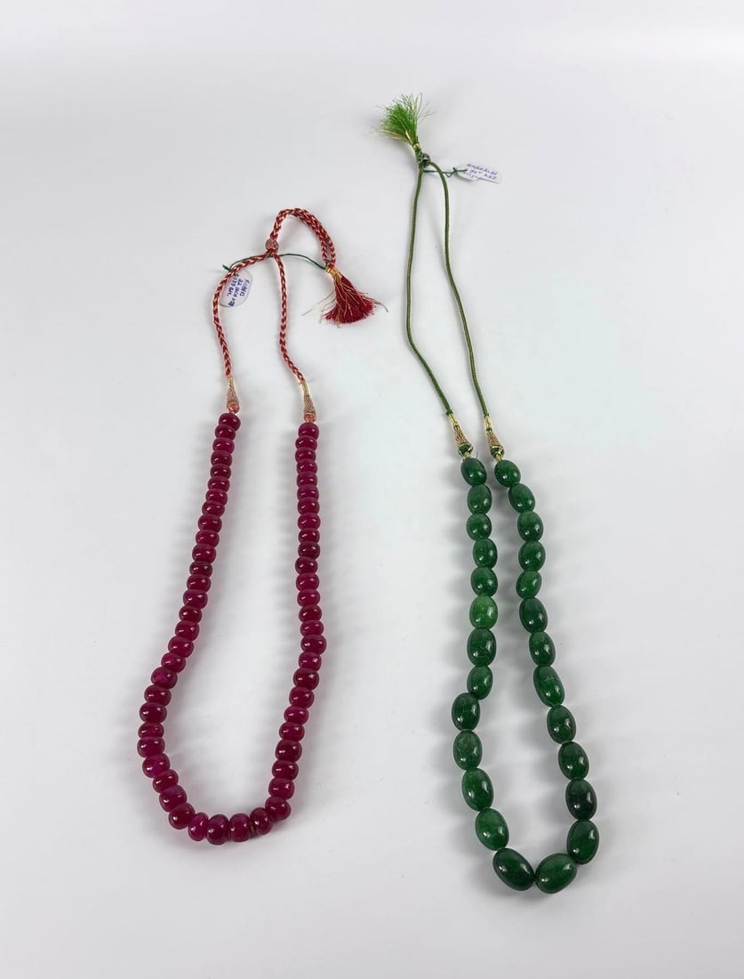 PAIR OF BEADED GEMSTONE NECKLACES (1 of 6)