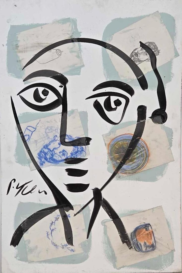 PETER ROBERT KEIL LARGE ORIGINAL ABSTRACT PORTRAIT PAINTING 48" x 32" (4 of 7) (1 of 10)