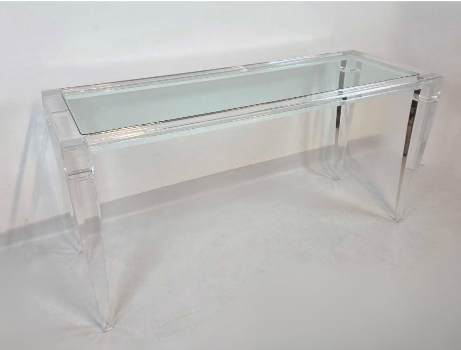 IMPRESSIVE VINTAGE MODERN ACRYLIC AND GLASS CONSOLE TABLE (1 of 16)