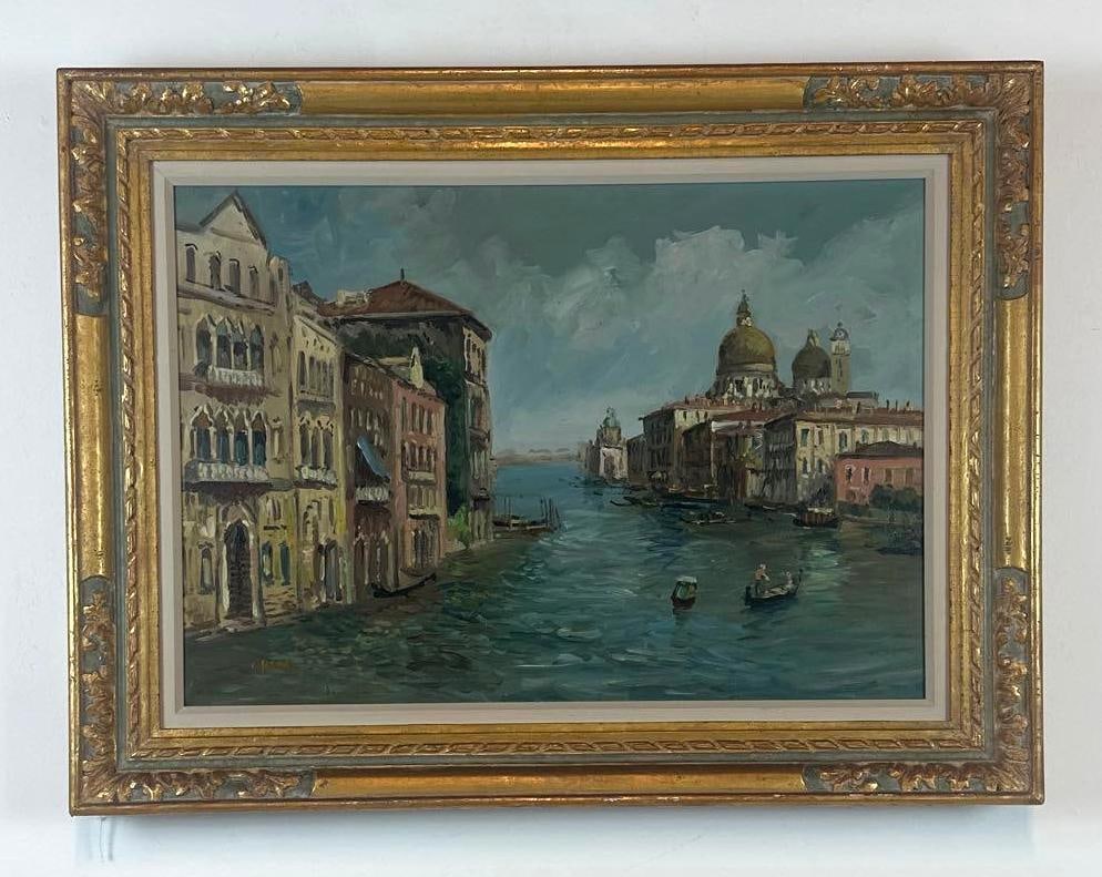 VINTAGE MID-CENTURY VENETIAN CANAL OIL PAINTING (1 of 6)