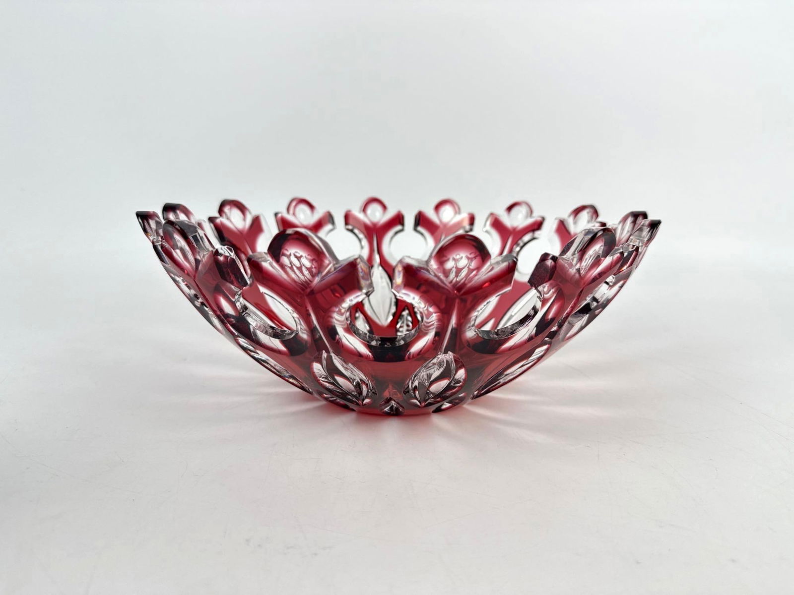VINTAGE CAESAR FLAMENCO PATTERN CZECH RUBY CRYSTAL BOWL (1 of 13)