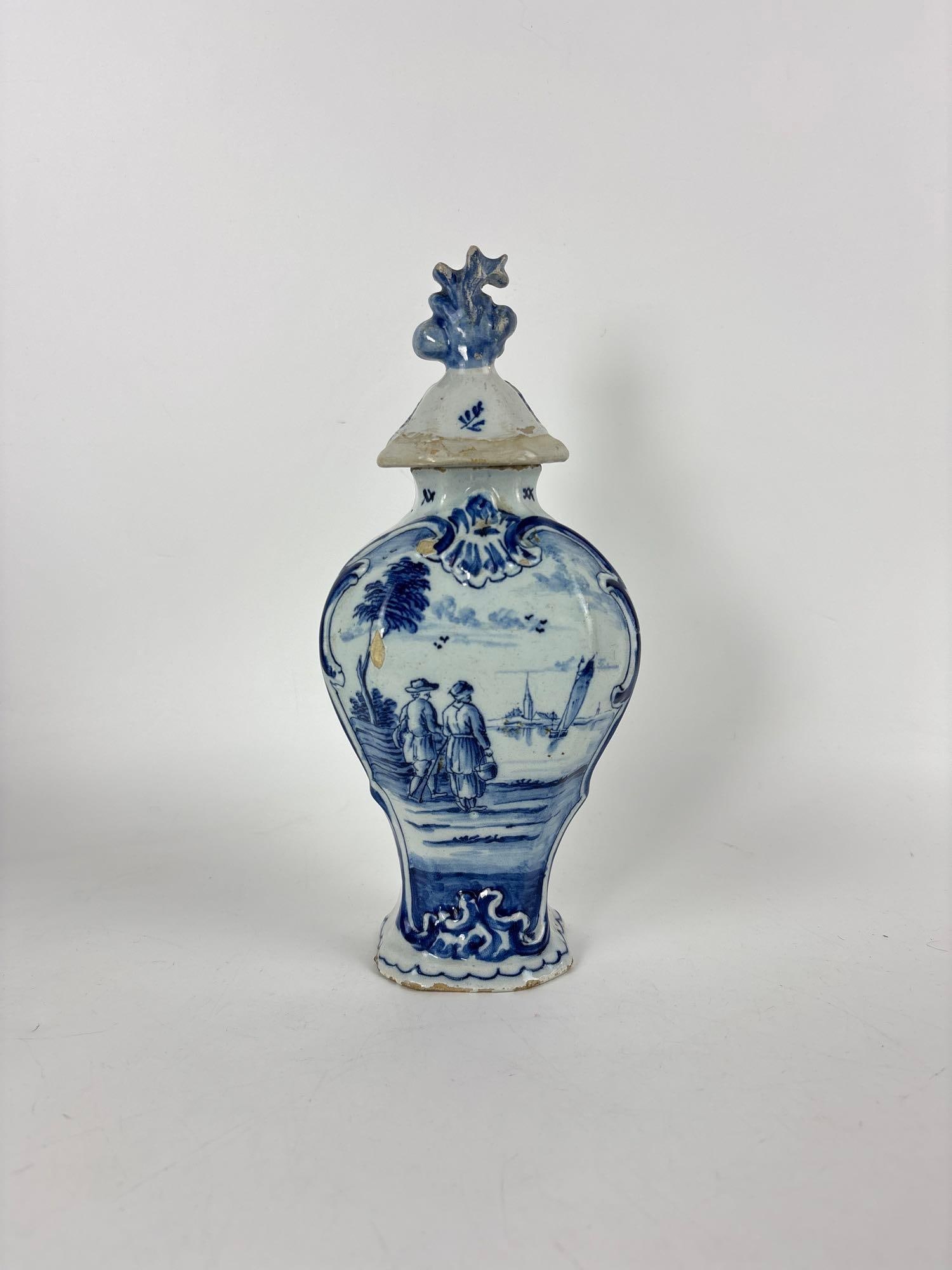 18TH CENTURY DELFTWARE BALUSTER URN WITH COVER (1 of 12)