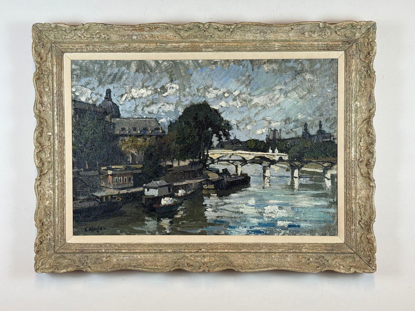 CONSTANTINE KLUGE OIL ON CANVAS VIEW OF THE SEINE AT PARIS (1 of 8)