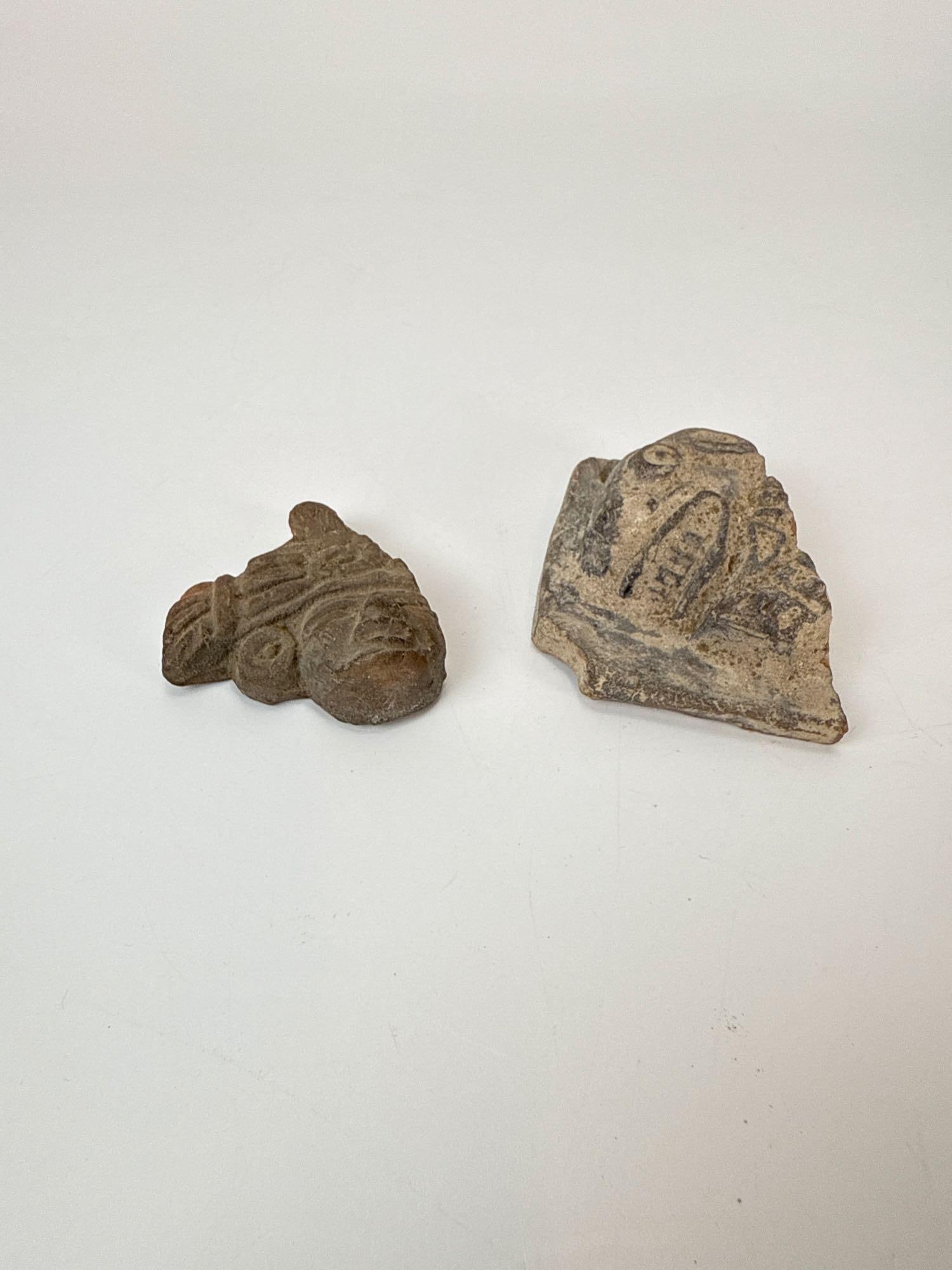 PAIR OF ANCIENT PRE-COLUMBIAN HAND-MODELED TERRACOTTA POTTERY FRAGMENTS (1 of 15)