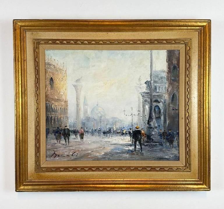 FRAMED FRENCH IMPRESSIONIST OIL ON CANVAS CITYSCAPE SIGNED (1 of 7)