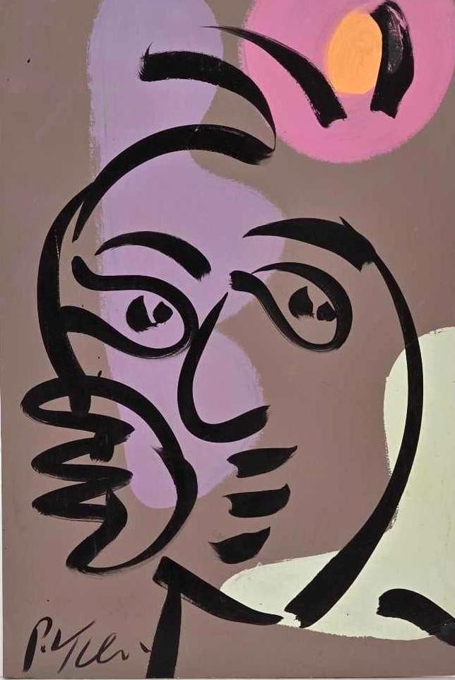 PETER ROBERT KEIL LARGE ORIGINAL ABSTRACT PORTRAIT PAINTING 40" x 27" (1 of 7) (1 of 10)