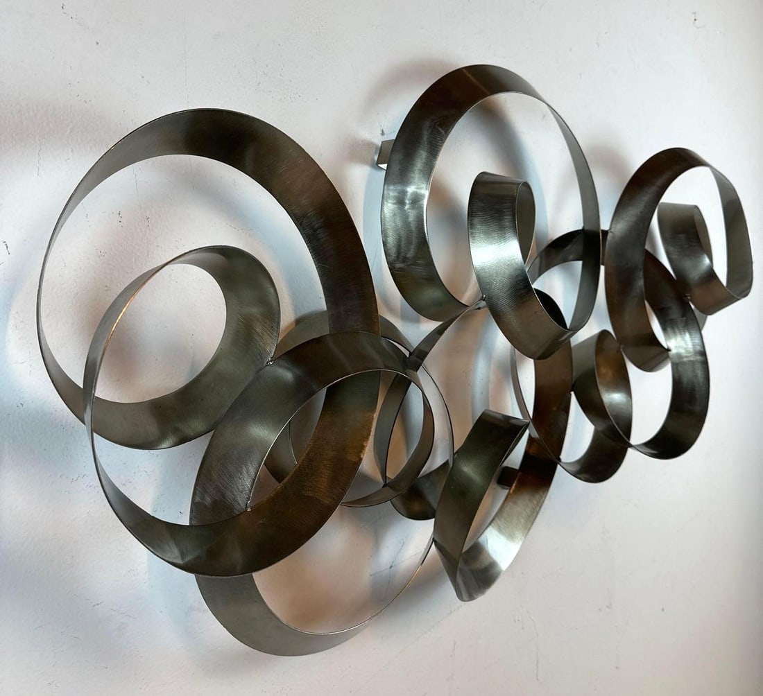 CURTIS JERE BRUSHED STEEL WALL SCULPTURE "CONTINUITY" (1 of 10)