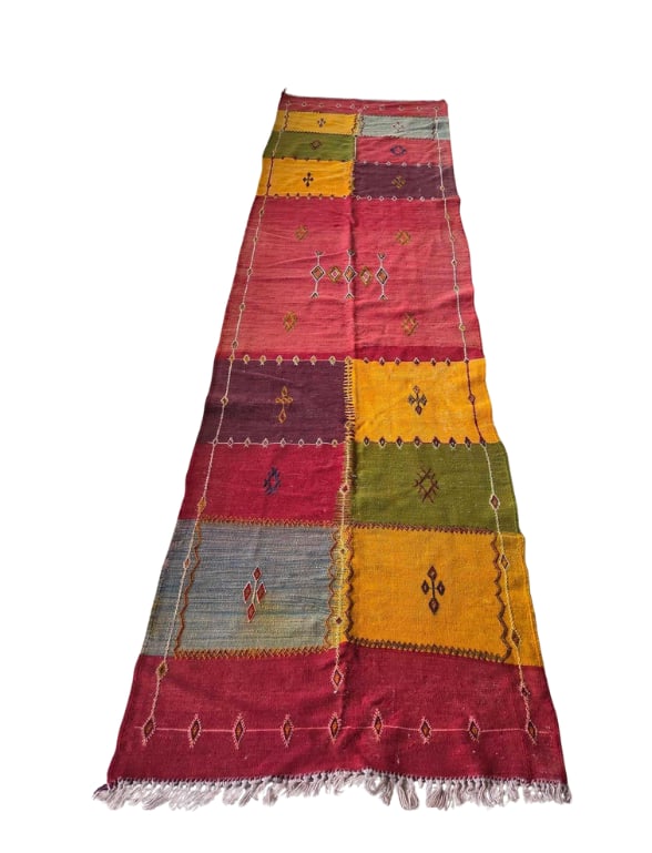 VINTAGE HANDWOVEN ANATOLIAN KILIM RUNNER RUG WITH TRIBAL MOTIFS (1 of 14)