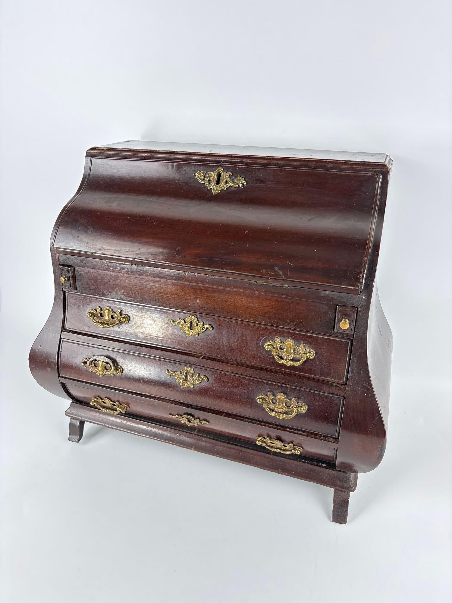 ANTIQUE SALESMAN'S SAMPLE SLANT FRONT HARDWOOD SECRETARIES DESK (1 of 8)