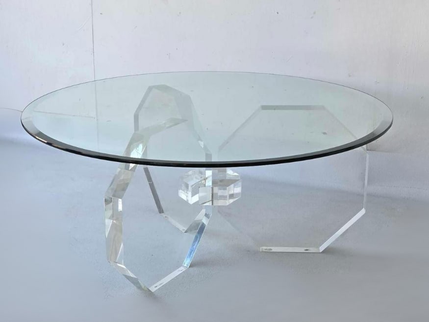 HOLLYWOOD REGENCY TRIPLE OCTAGON LUCITE COFFEE TABLE (1 of 12)