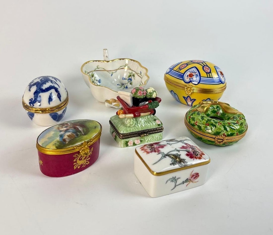 ENAMEL LOT OF TRINKET BOXES PILLBOXES INCL. HEREND, LIMOGES, NEIMAN MARCUS (1 of 12)