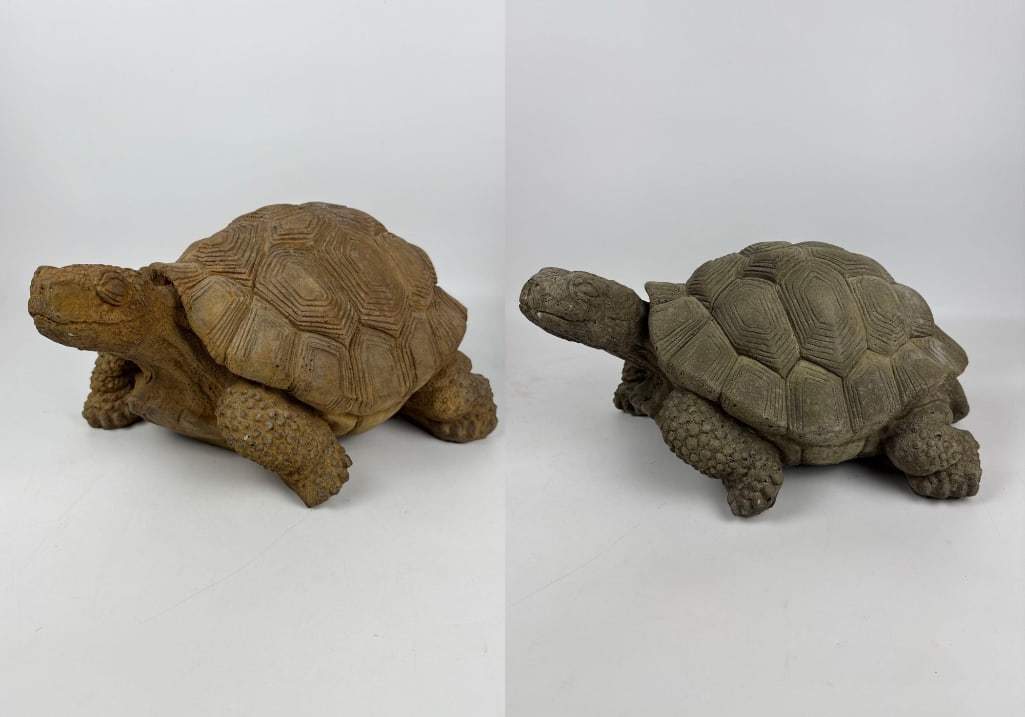 PAIR OF LARGE STONE GARDEN TORTOISE STATUES (1 of 16)