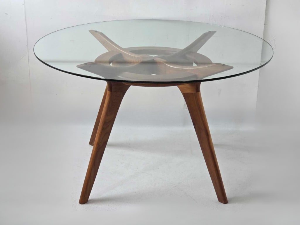 ADRIAN PEARSALL FOR CRAFT ASSOCIATES MID-CENTURY MODERN 'COMPASS' WALNUT DINING TABLE (1 of 8)