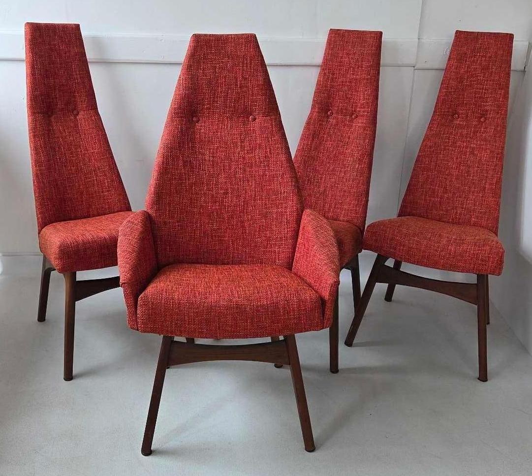 ADRIAN PEARSALL FOR CRAFT ASSOCIATES MID-CENTURY MODERN 'COMPASS' WALNUT DINING CHAIRS (1 of 8)