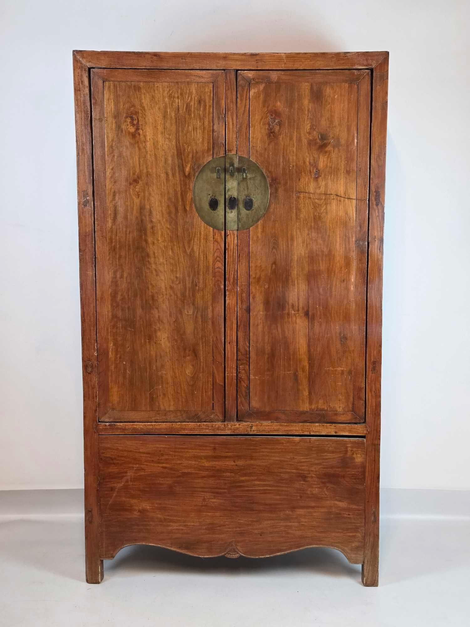 ANTIQUE CHINESE NATURAL ELM WOOD 2-DOOR WEDDING CABINET (2 of 2) (1 of 20)