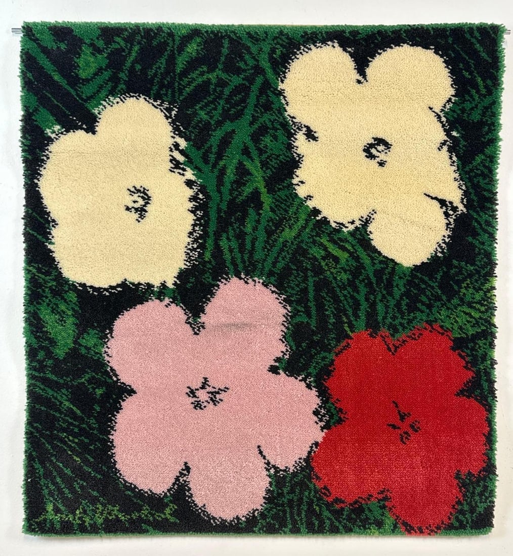 ANDY WARHOL FLOWERS PINK WHITE LIMITED EDITION MUSEUM MASTERS ART RUG (with COA) (1 of 11)