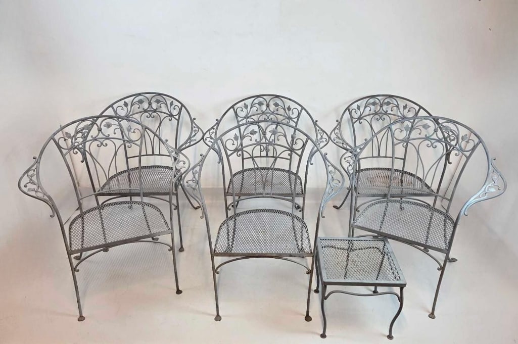 VINTAGE WOODARD-STYLE WROUGHT IRON PATIO SET (7-PIECE) (1 of 19)