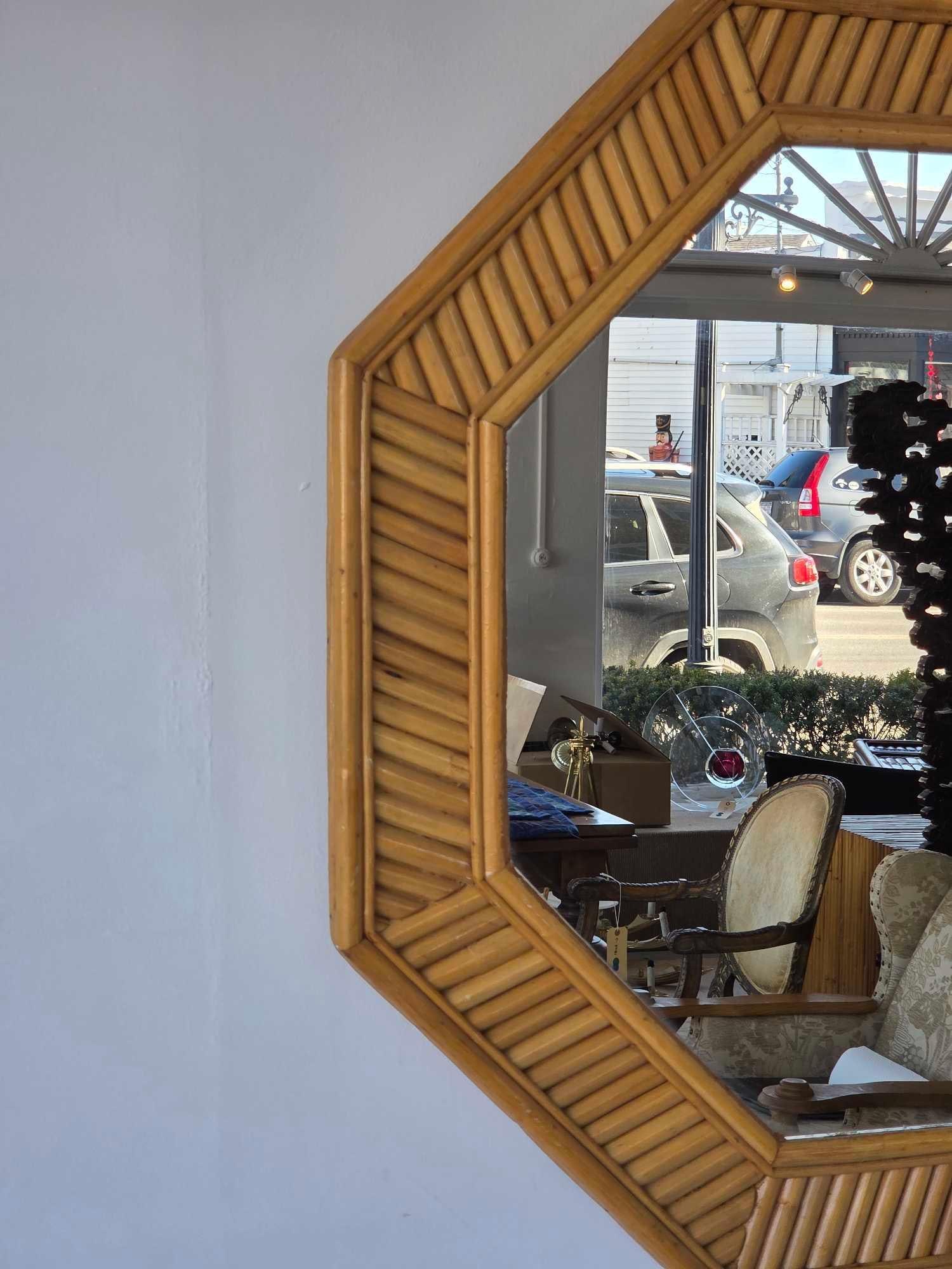 VINTAGE SPLIT BAMBOO OCTAGONAL MIRROR - 4