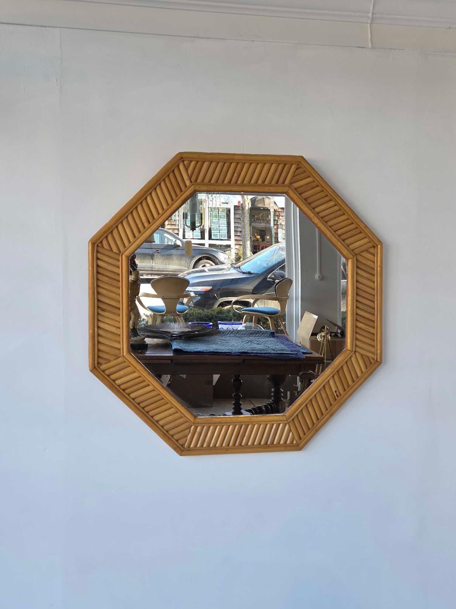 VINTAGE SPLIT BAMBOO OCTAGONAL MIRROR - 7