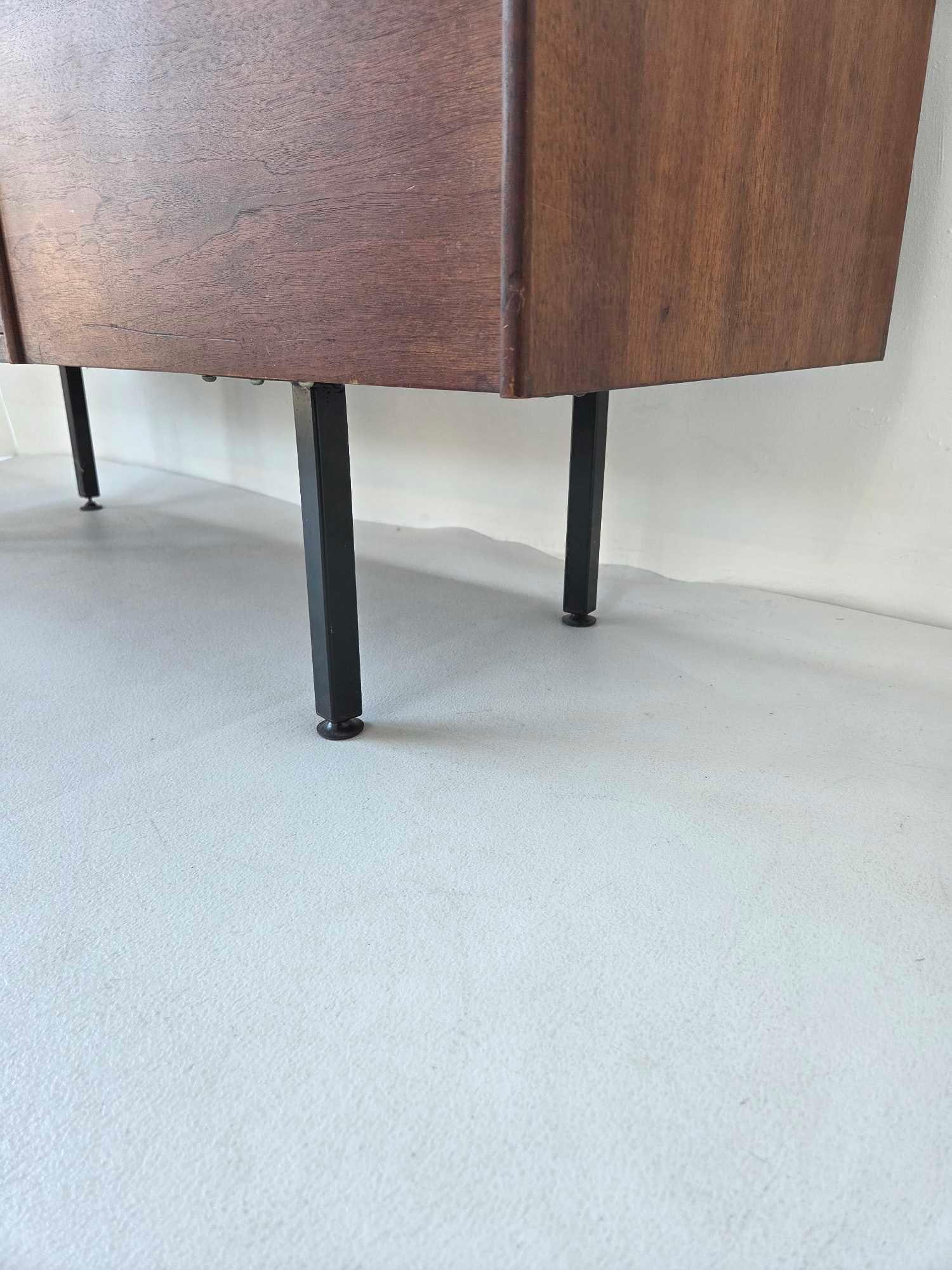 MID CENTURY TWO DRAWER TWO DOOR WALNUT LAMINATE TOP LOW CABINET - 14