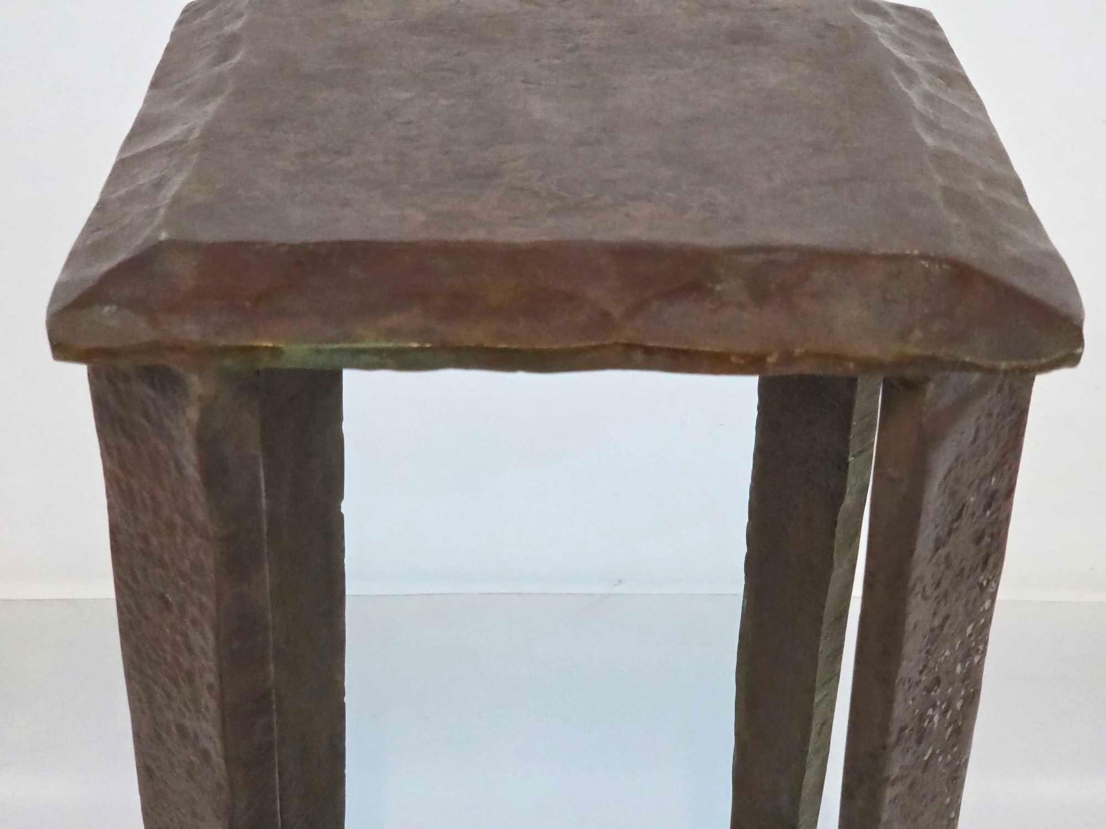 ROBERT FERRARONI BRUTALIST SQUARE SOLID RED BRONZE STAND - 2