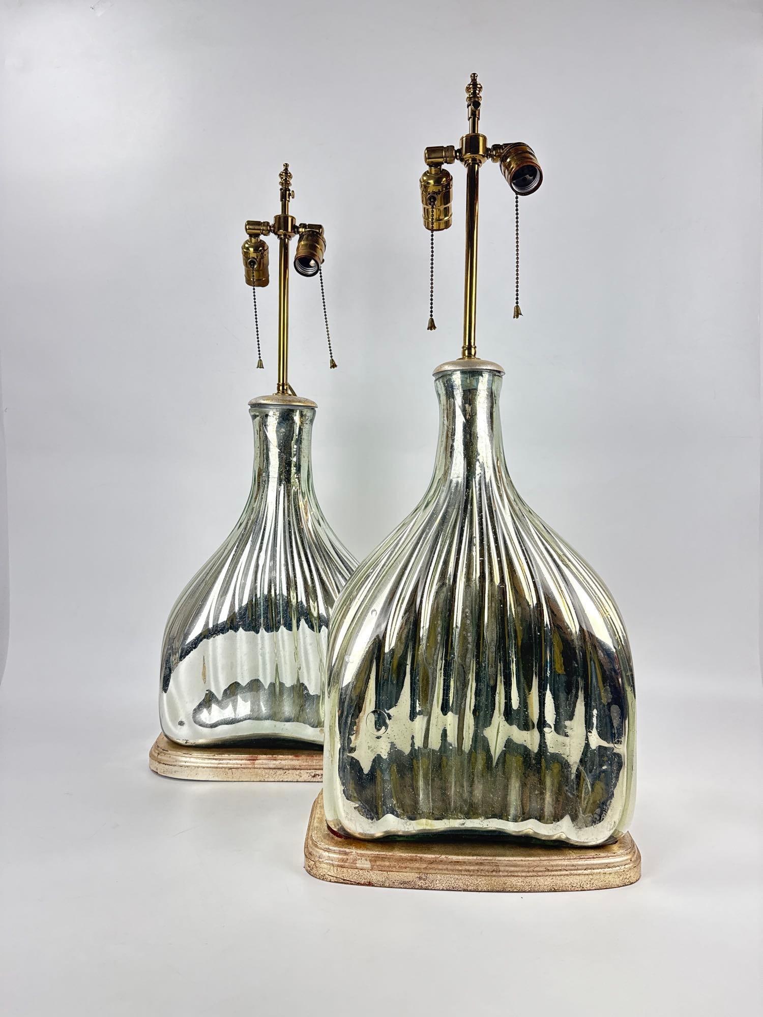 PAIR OF MONUMENTAL MERCURY GLASS LAMPS (1 of 18)