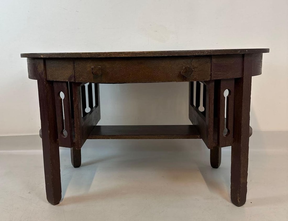 STICKLEY STYLE MISSION OAK OVAL LIBRARY DESK (1 of 10)