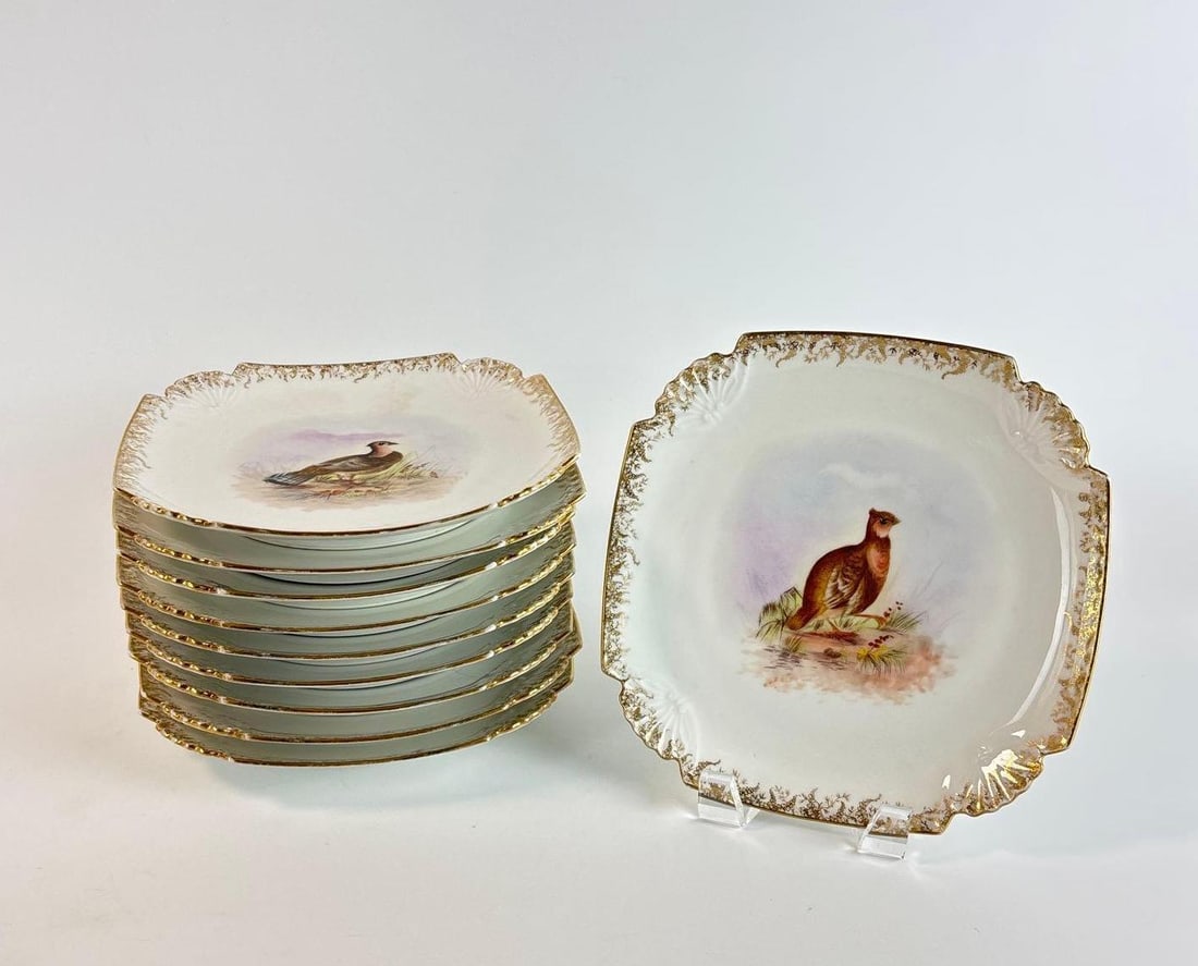 SET OF 10 ELITE LIMOGES FRANCE SET OF 10 HAND-PAINTED GAME BIRD PLATES (1 of 8)