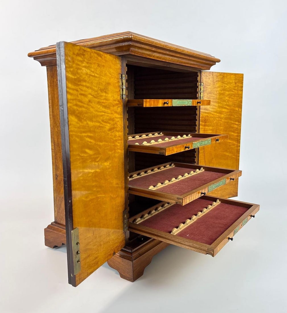 INLAID BURLED WOOD SALESMANS SAMPLE CASE (1 of 10)