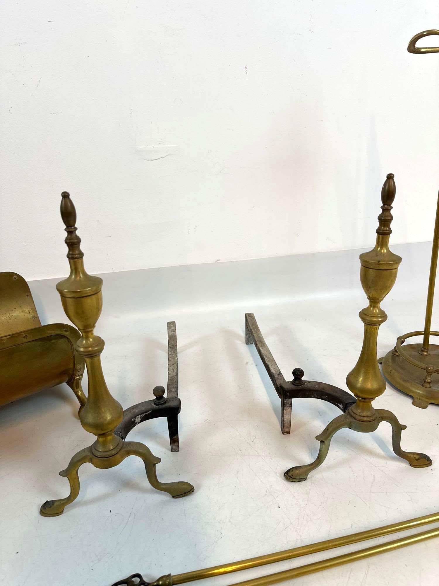 ASSORTED BRASS FIREPLACE ACCESSORIES - 11