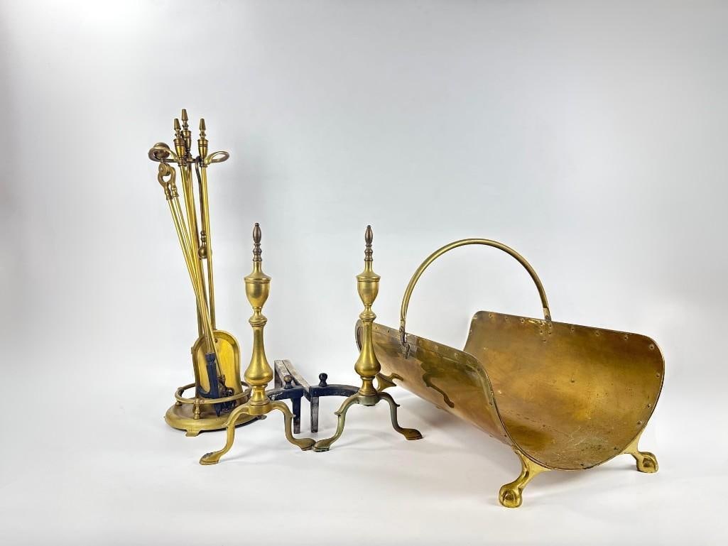 ASSORTED BRASS FIREPLACE ACCESSORIES