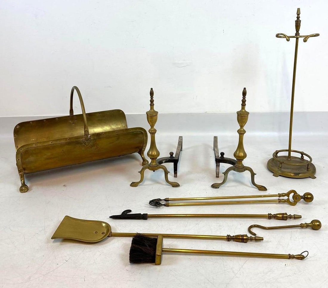 ASSORTED BRASS FIREPLACE ACCESSORIES - 7