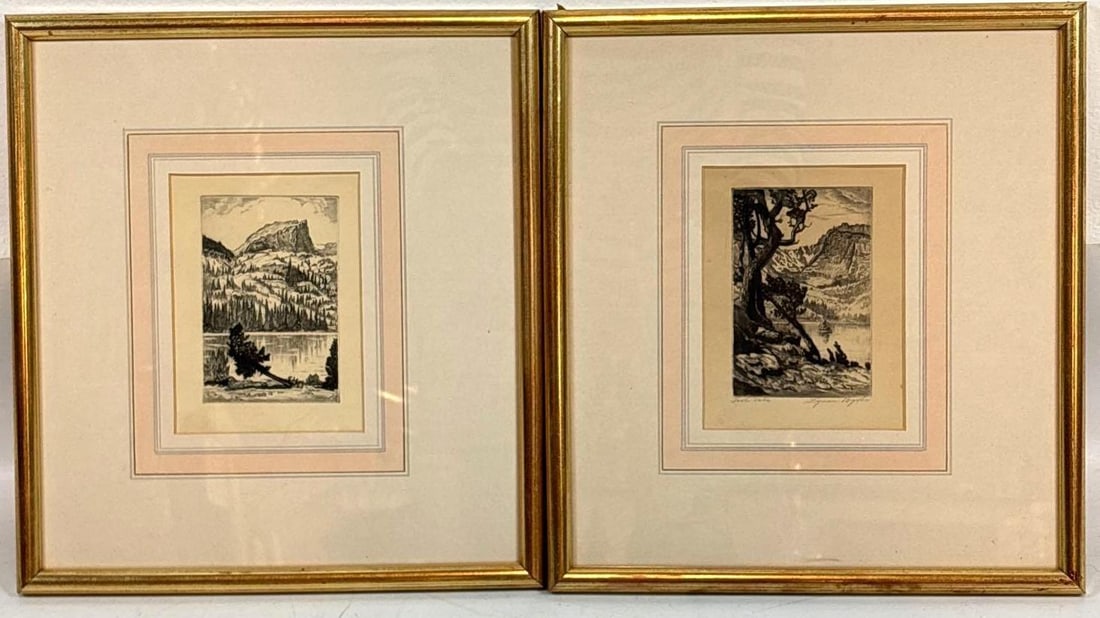 PAIR OF ETCHINGS BY LYMAN BYXBEE ONE SIGNED (1 of 5)