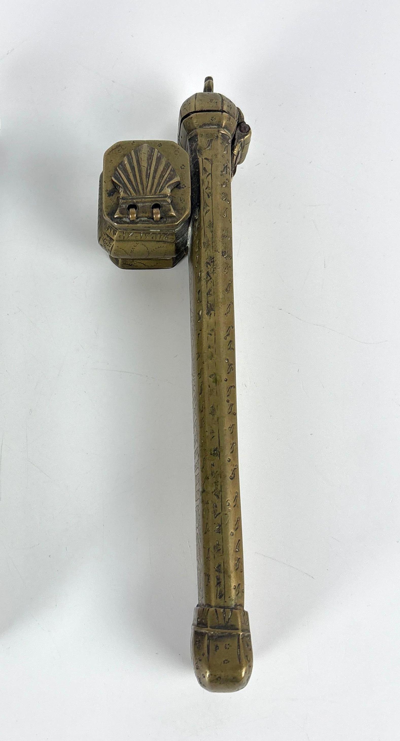 ANTIQUE OTTOMAN BRASS PEN CASE: *19th Century Ottoman brass inkwell pen box. Approximate Dimensions: 8.5"L x 2"W x 1"D Artist or Maker: Unknown Provenance: From a New York Collector Notes: Although care is