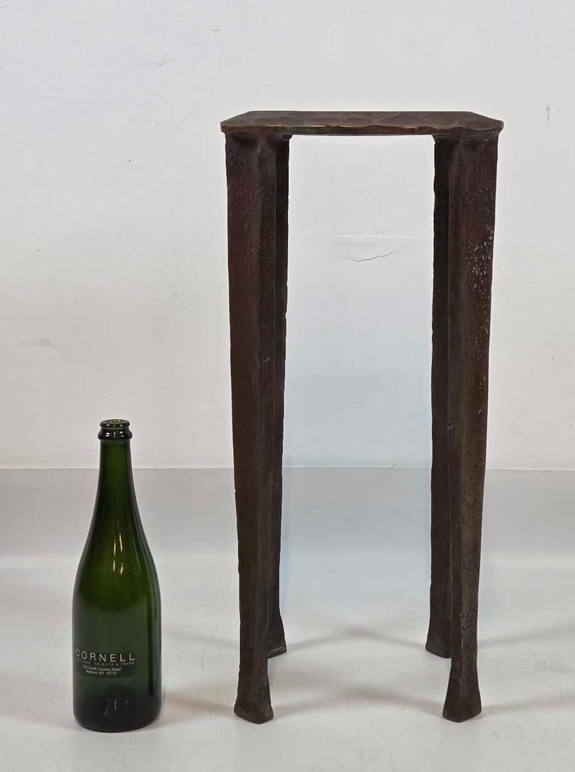 ROBERT FERRARONI BRUTALIST SQUARE SOLID RED BRONZE STAND - 11