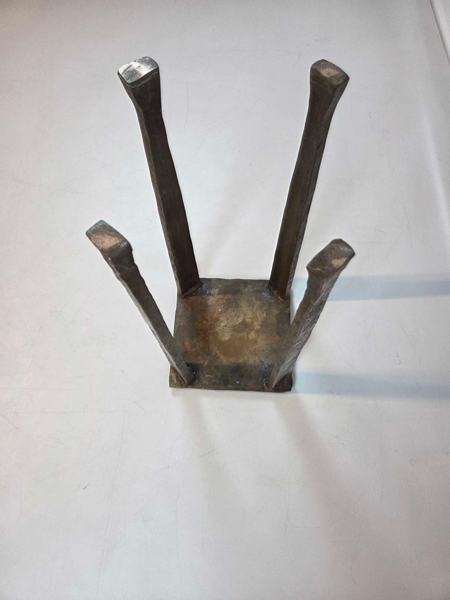 ROBERT FERRARONI BRUTALIST SQUARE SOLID RED BRONZE STAND - 13