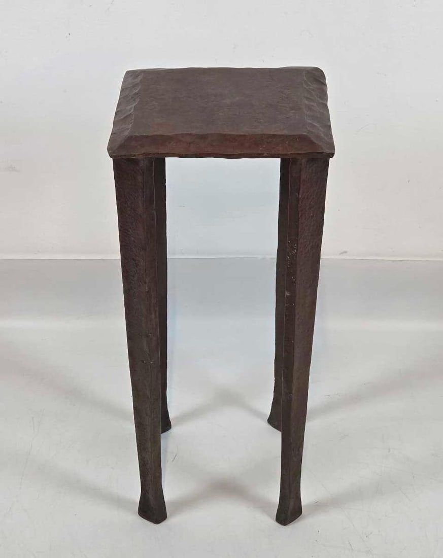 ROBERT FERRARONI BRUTALIST SQUARE SOLID RED BRONZE STAND