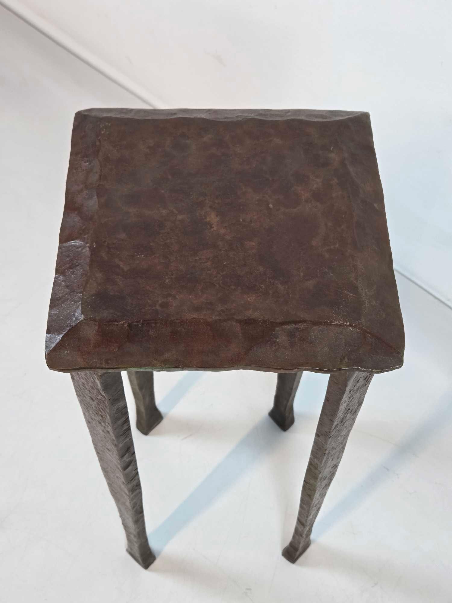 ROBERT FERRARONI BRUTALIST SQUARE SOLID RED BRONZE STAND - 3