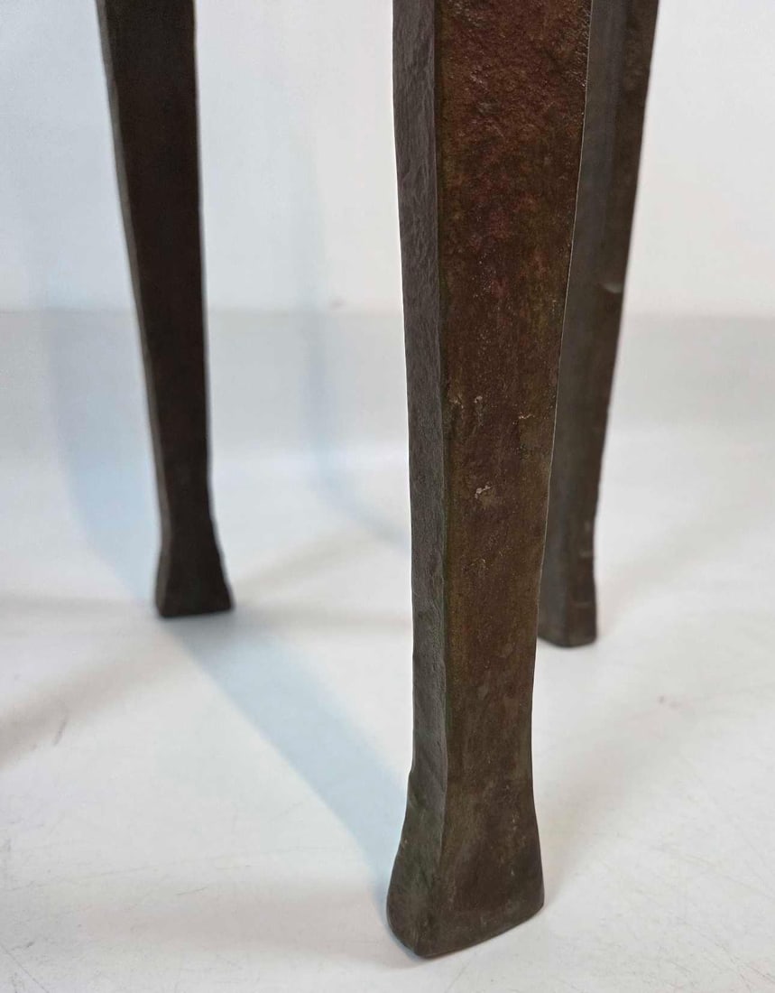 ROBERT FERRARONI BRUTALIST SQUARE SOLID RED BRONZE STAND - 9