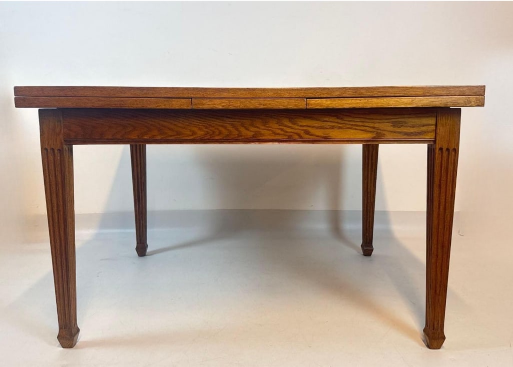 DON RUSEAU CUSTOM OAK WOOD DRAW-LEAF DINING REFRACTORY TABLE (2 OF 2) (1 of 19)