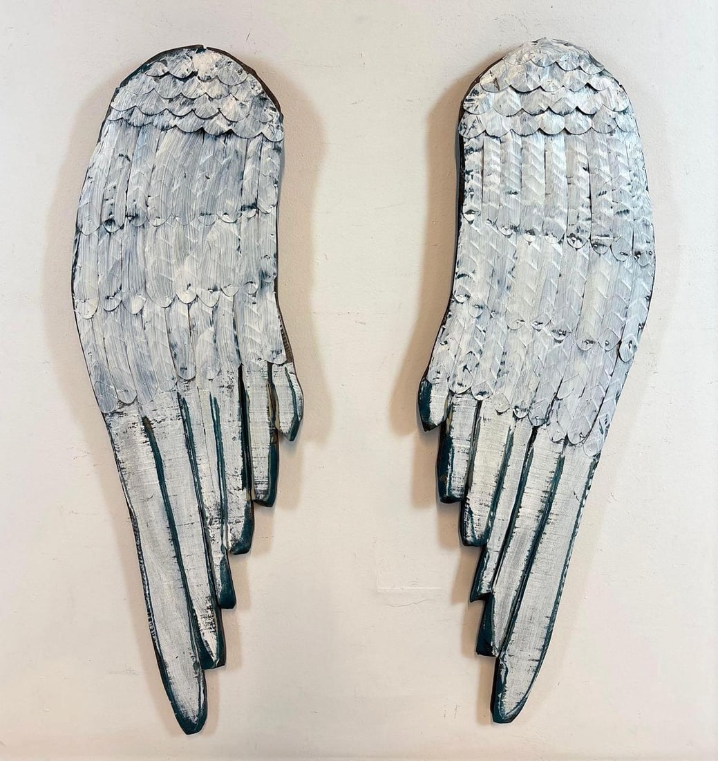 PAIR OF DECORATIVE HAND CRAFTED ANGEL WINGS WALL ART | FOLK ART (1 of 6)