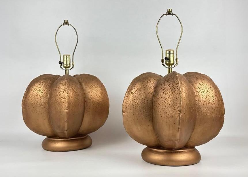 PAIR OF VINTAGE BON ART COPPER FINISH GOURD LAMPS (1 of 13)
