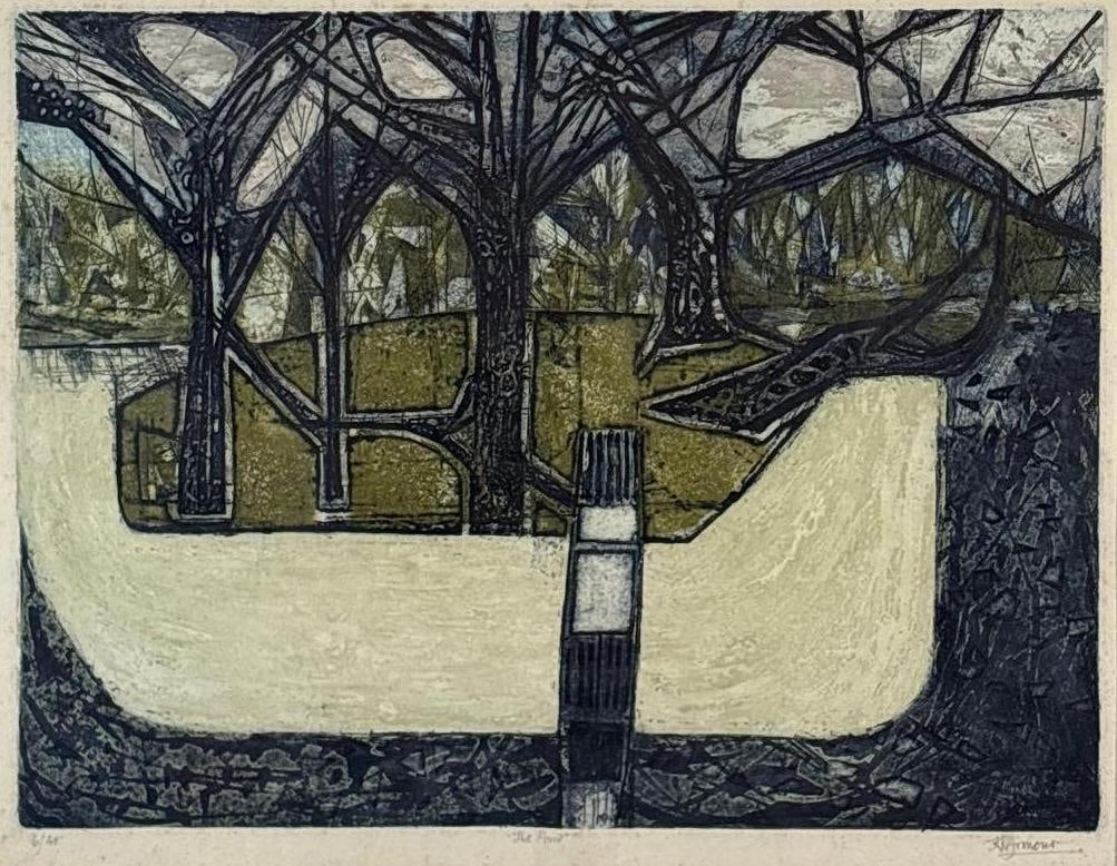 KEITH R. ARMOUR "THE POND" LIMITED EDITION PRINT: Original mid-century landscape etching hand-signed and numbered by the artist Approximate Dimensions: 16" x 20"; Frame 23" x 27" Artist or Maker: Keith R. Armour Provenance: From a