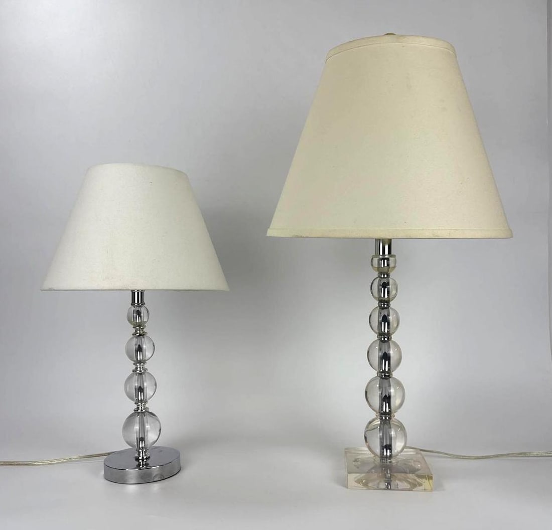 TWO STACKED CLEAR “CRYSTAL BALL?? TABLE LAMPS (1 of 12)